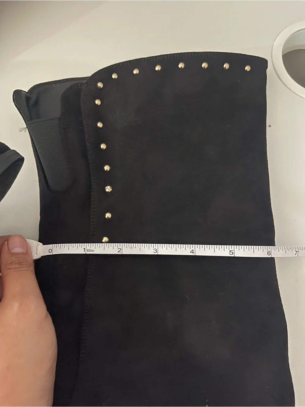 XOXO Black Over-the-Knee Studded Suede-Look Boots